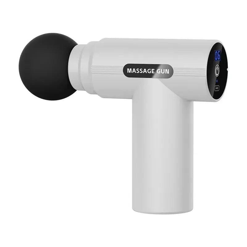 Mini Massage Gun Deep Tissue Muscle Massager Percussion Fascia Gun LED Display 6 Speed Fitness Recovery Device