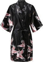 Silk Satin Wedding Bride Bridesmaid Robe Floral Bathrobe Short Kimono Robe Night Robe Bath Robe Fashion Dressing Gown For Women