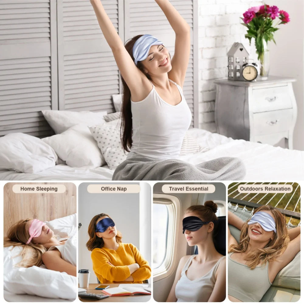 Silk Sleep Mask - 100% Blackout, Zero Eye Pressure, Blindfold with Breathable & Skin-Friendly, Super Soft Travel Sleep Eye Cover