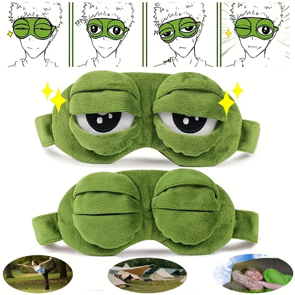 Cute Frog Sleep Eye Mask Eye Protector Lunch Break Shading Funny Sleep Eye Mask Soft & Comfortable Eye Mask Travel Essentials