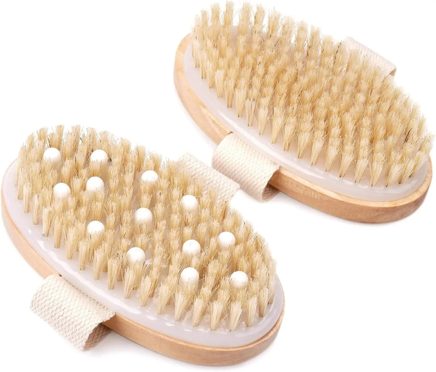 Dry Brushing Body Brush, Natural Bristle Exfoliating Brush with Massage Nodes, for Lymphatic Drainage and Improving Skin Health