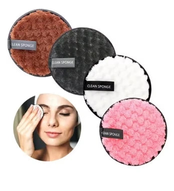 4-Piece Makeup Remover Microfiber Pads - Reusable Makeup Removing Towels, Gentle Cleansing Sponges for Face and Skin, Washable E
