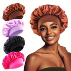 Satin Bonnet Silk Hair Bonnet for Sleeping, Sleep Bonnets for Women Large Wide Soft Band Sleep Cap for Curly Hair Braids