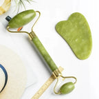 Natural jade roller massager, scraping board,foot massage roller,facial lifting and anti-wrinkle double-head scraping jade stone