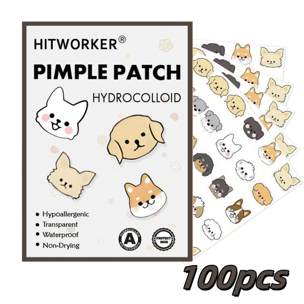 40/100/200 Pieces Hitworker Cartoon Dog Pimple Patches - Ultra-Thin, Breathable, Colorless & Odorless