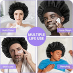 Satin Bonnet Silk Hair Bonnet for Sleeping, Sleep Bonnets for Women Large Wide Soft Band Sleep Cap for Curly Hair Braids