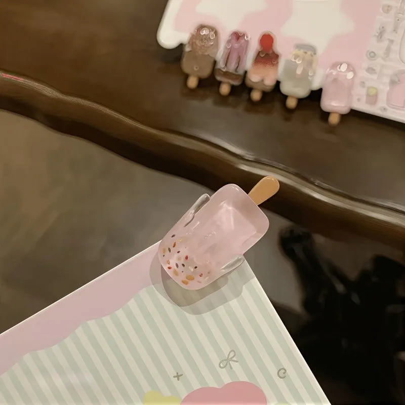 10 Exquisite Cute, Sweet And Refreshing Hair Clips For Ladies/ Multi-Color Three-Dimensional Small Decorative Ice Cream Hairpins