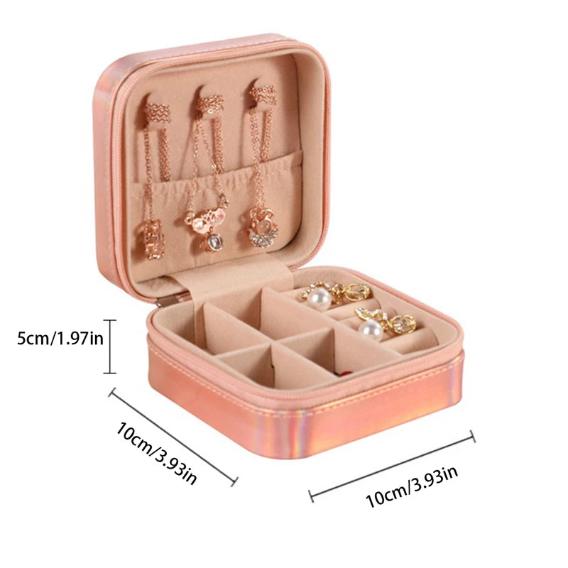 Jewelry Case Box Portable Small Travel Jewelry Organizer Necklace Earring Ring Storage Display Gift Box Travel Essentials