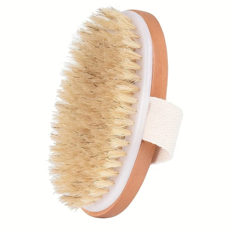 Dry Brushing Body Brush, Natural Bristle Exfoliating Brush with Massage Nodes, for Lymphatic Drainage and Improving Skin Health