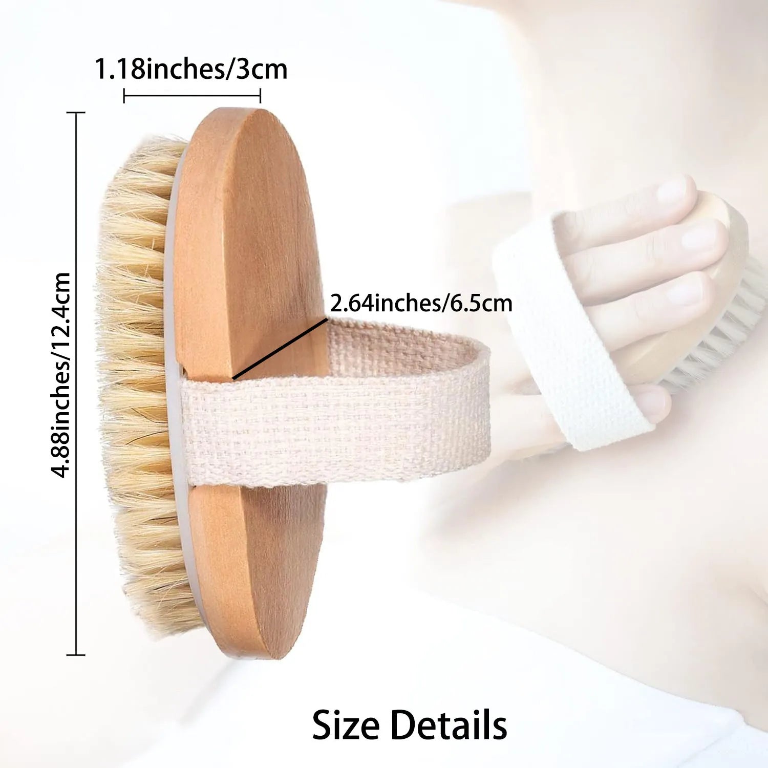 Dry Brushing Body Brush, Natural Bristle Exfoliating Brush with Massage Nodes, for Lymphatic Drainage and Improving Skin Health